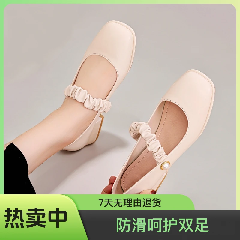 小码鞋子女士313233码单鞋软皮中跟浅口软底温柔跟鞋玛丽珍女鞋41