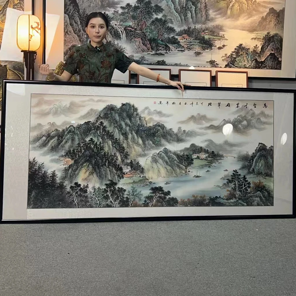 纯手绘-万壑千岩锁翠烟208*86（松涛）新中式国画挂画