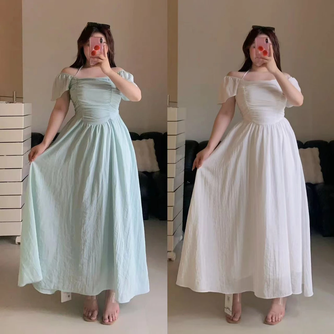 现货慧芝huizhi 清冷白兰 定制款 仙气纯欲收腰显瘦两穿连衣裙