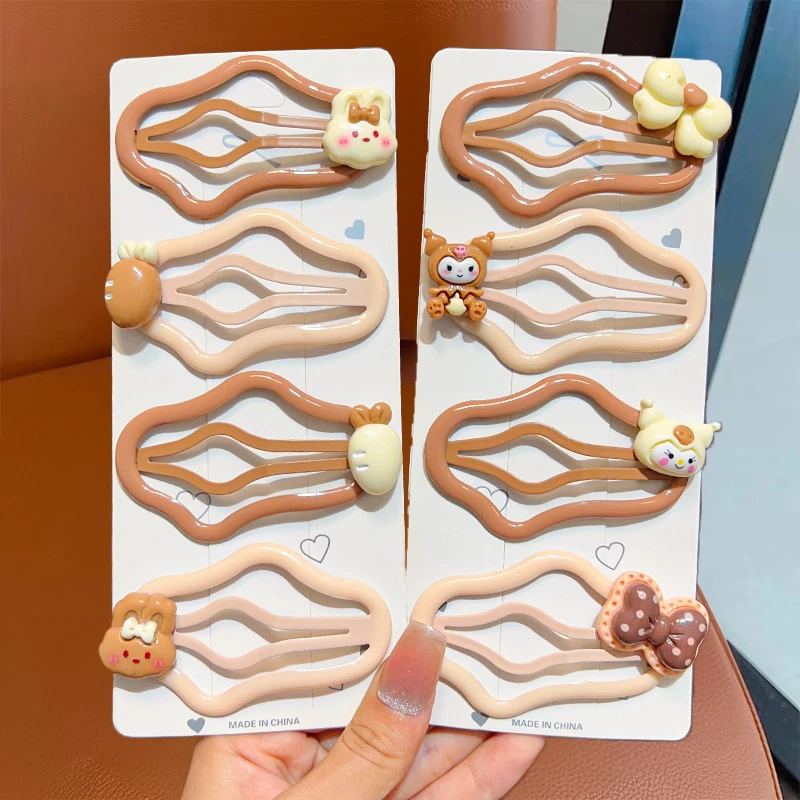 【儿童】韩系奶咖色发夹2024新款女童夹子边夹发卡云朵卡子发饰