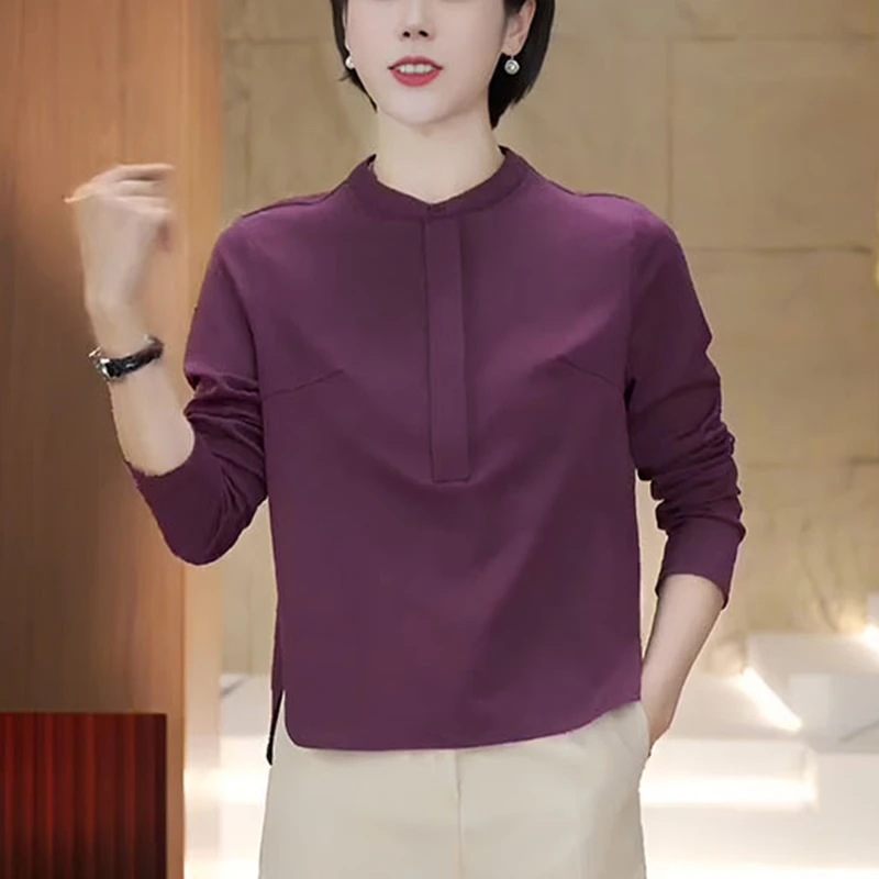 韩版时尚休闲百搭打底T恤女2025年春秋新款洋气显瘦减龄圆领上衣