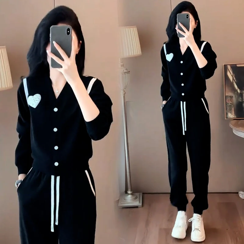 高含棉休闲运动服套装女2025年秋季新款时尚高级感卫衣卫裤两件套