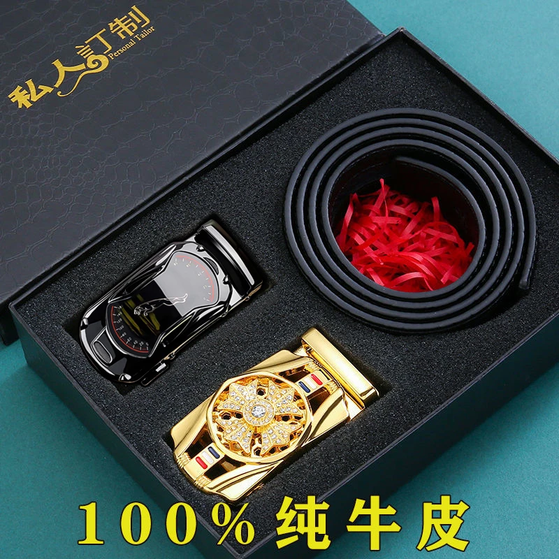 【保罗金刚狼】情人节生日礼物时来运转皮带男士真皮自动扣腰带