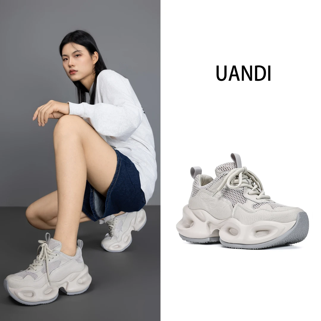 uandi原创25年夏季新款百搭运动休闲透气网面增高慢跑老爹鞋女鞋W