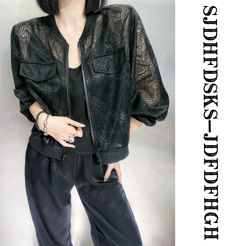 （棒球服三件套）时尚休闲黑色三件套 拍外套送吊带-裤子-套装