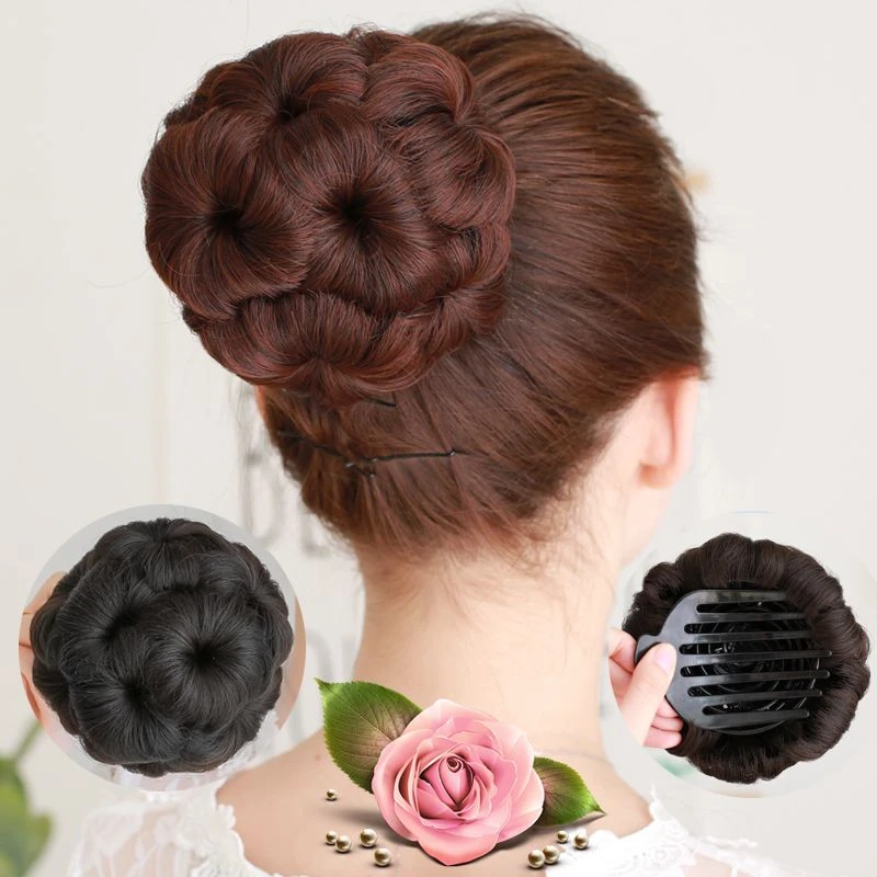 假发造型发包女生盘发新娘丸子头发包抓夹花苞头九朵花爪夹假发圈