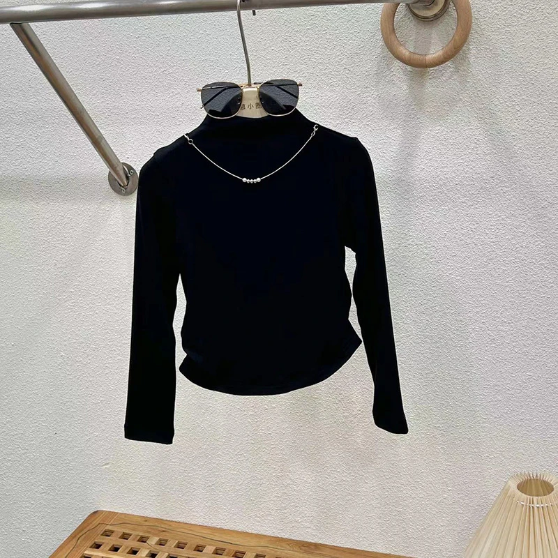 女童早秋打底衫2025新款儿童女孩长袖短款t恤秋装女大童洋气上衣