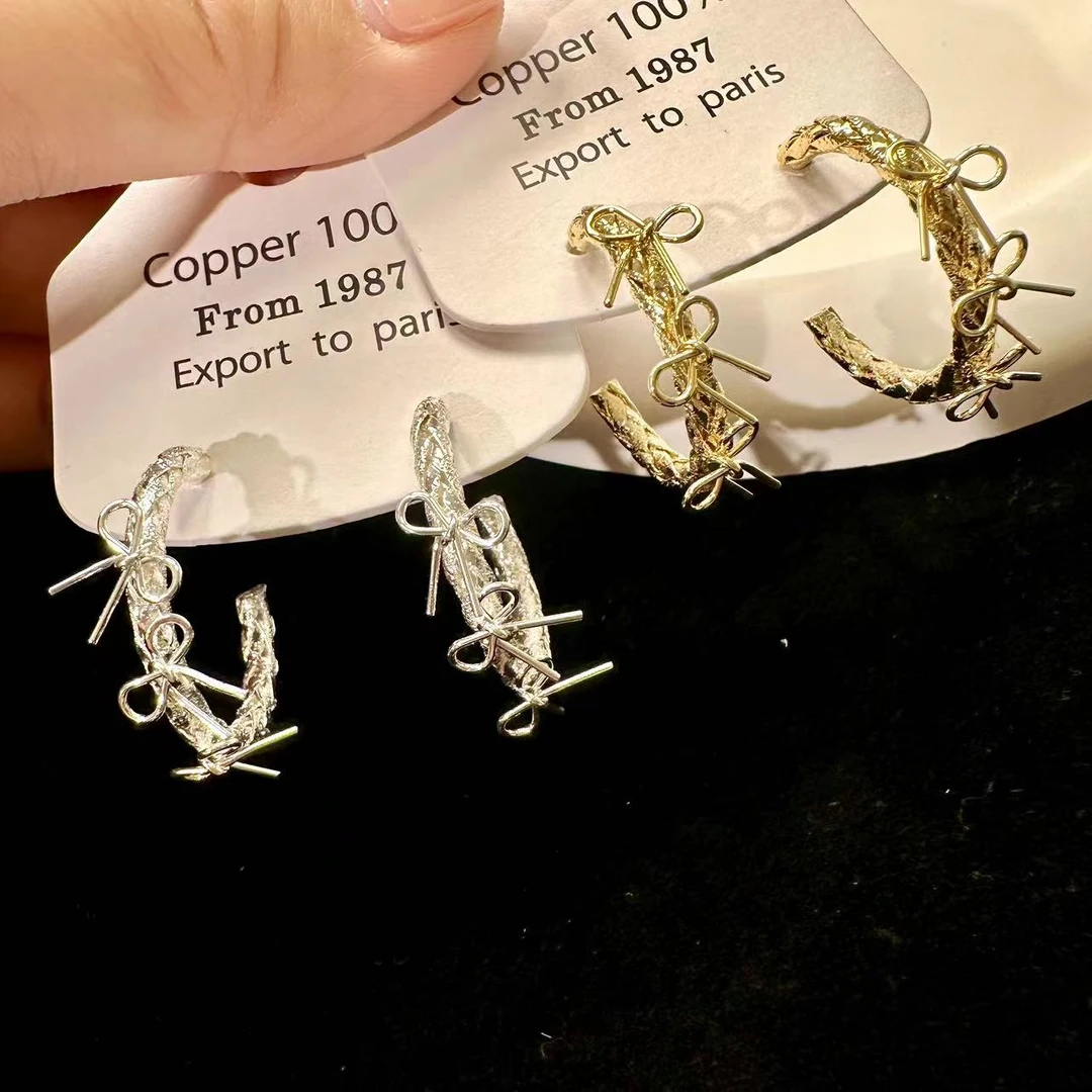 铜合金耳饰 编织蝴蝶结时尚百搭精致507