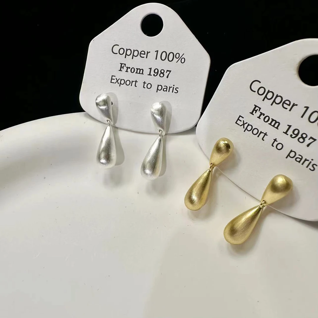 铜合金耳饰 【蜜思李】拉丝灵动水滴百搭简约气质冷淡风515