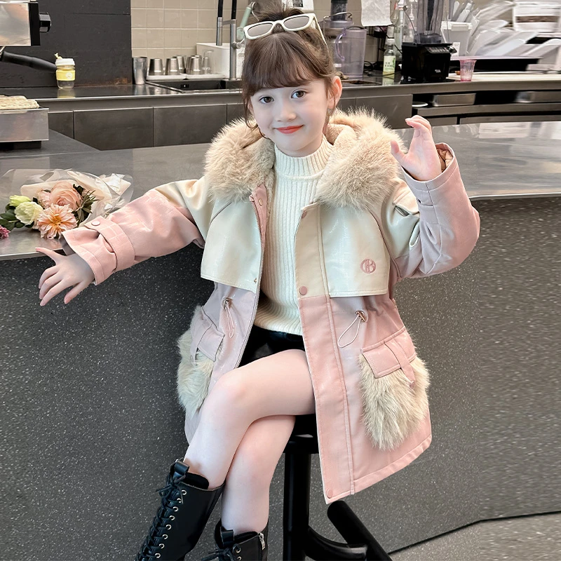 女童加绒外套派克服冬装2025新款洋气中大儿童上衣加厚时尚休闲潮