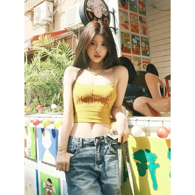 吊带背心女带胸垫泰式显瘦短款打底外穿美背甜美辣妹内搭美背纯欲