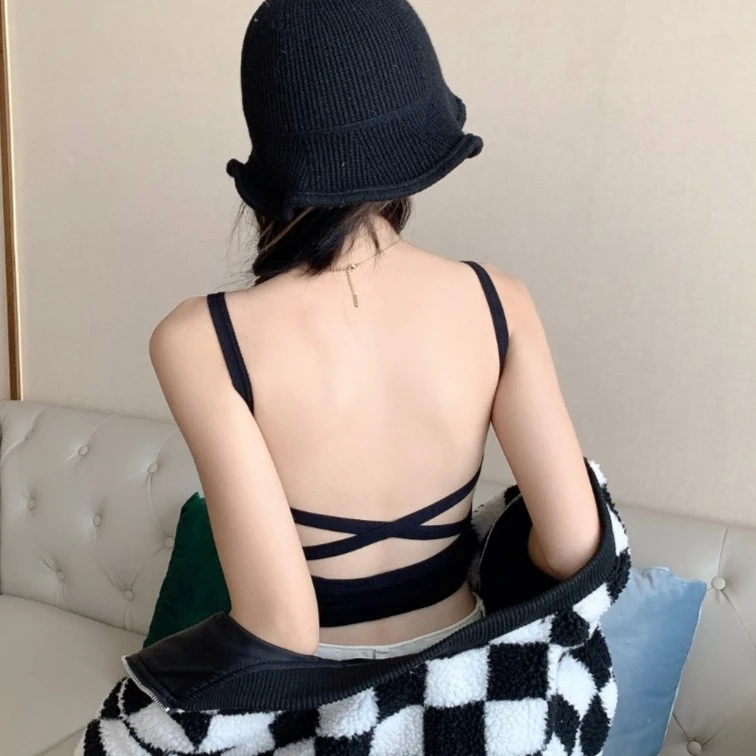 【大U交叉美背】辣妹女运动瑜伽健身瑜伽露背上衣背心带胸垫吊带