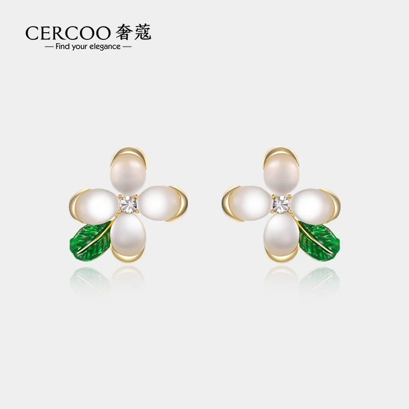 Cercoo/奢蔻 合金耳饰 圣母百合滴油夏气质设计感耳环&达人专用