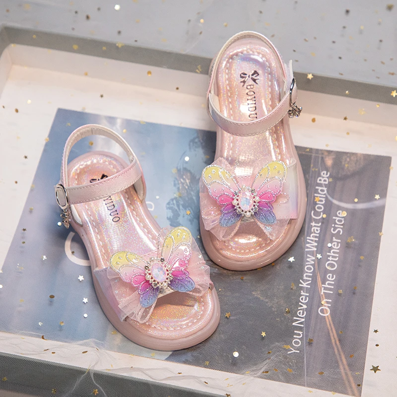 女童水晶夏季新款艾莎公主小女孩软底防滑儿童女童夏季小童凉鞋
