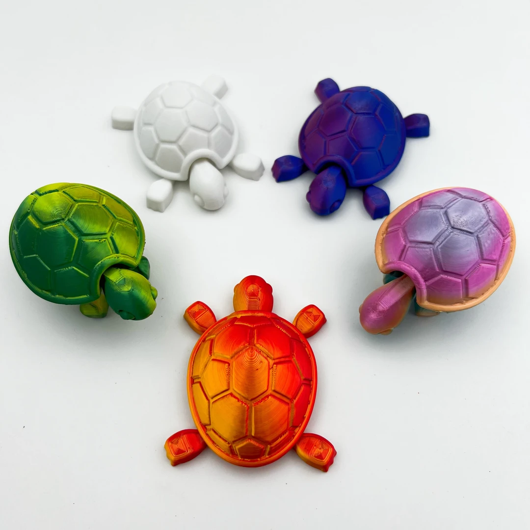 3D打印小乌龟模型关节可动鱼缸造景装饰品渐变色乌龟摆件生日礼物