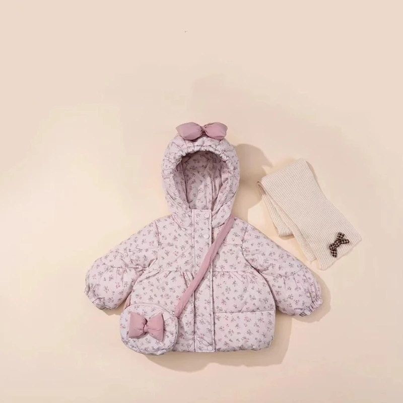 女童加绒加厚款棉服冬装保暖加厚儿童粉色婴童韩版中长款外套