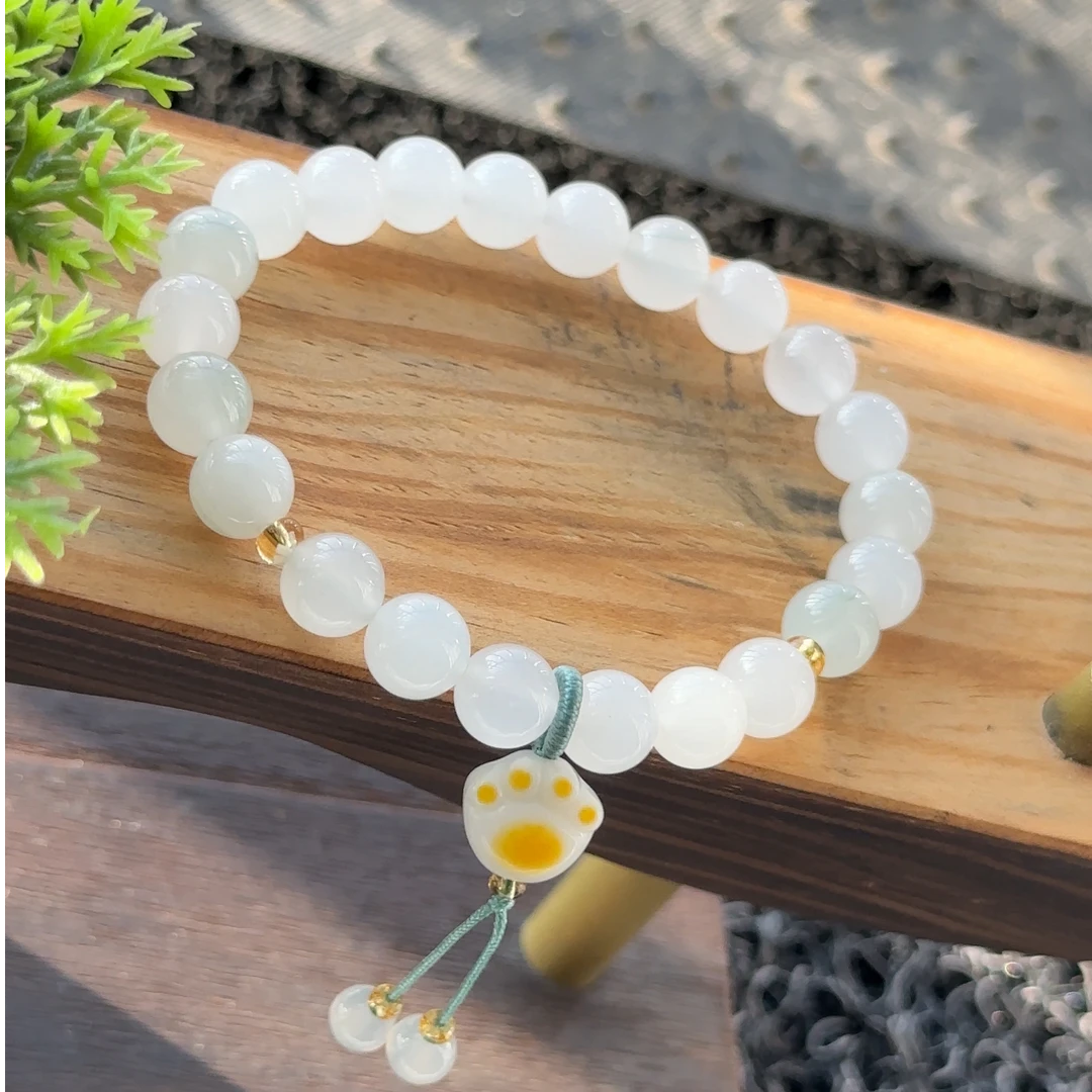 天山翠福利手串简约白色飘花小清新