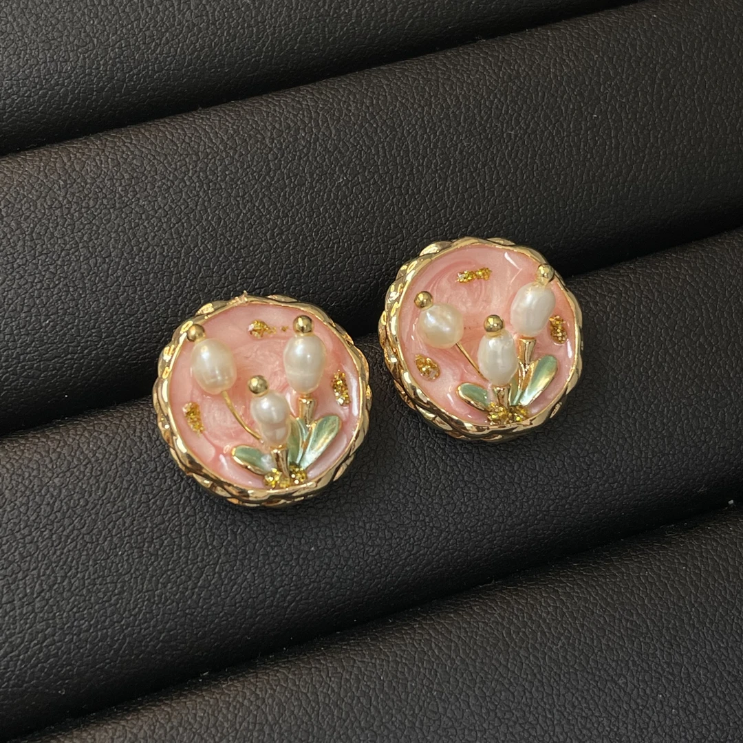 A655【油画系列】耳钉轻奢高级感耳环耳饰品