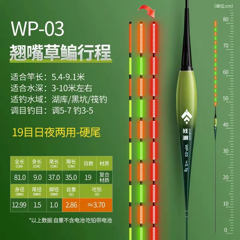 狂潮黑坑硬尾大物漂夜光漂硬尾咬钩变色流氓浮漂抗走水鱼漂鲢鳙