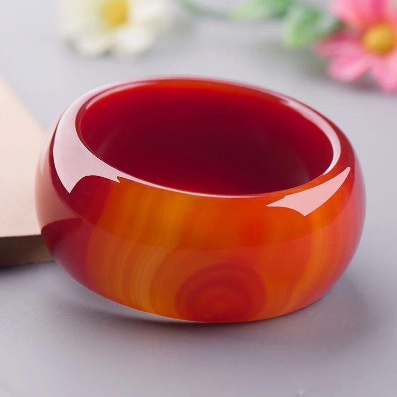 缠丝红玛瑙加宽手镯３０－３５mm巨轮胎飘花色玉手镯时尚 多样性发其一