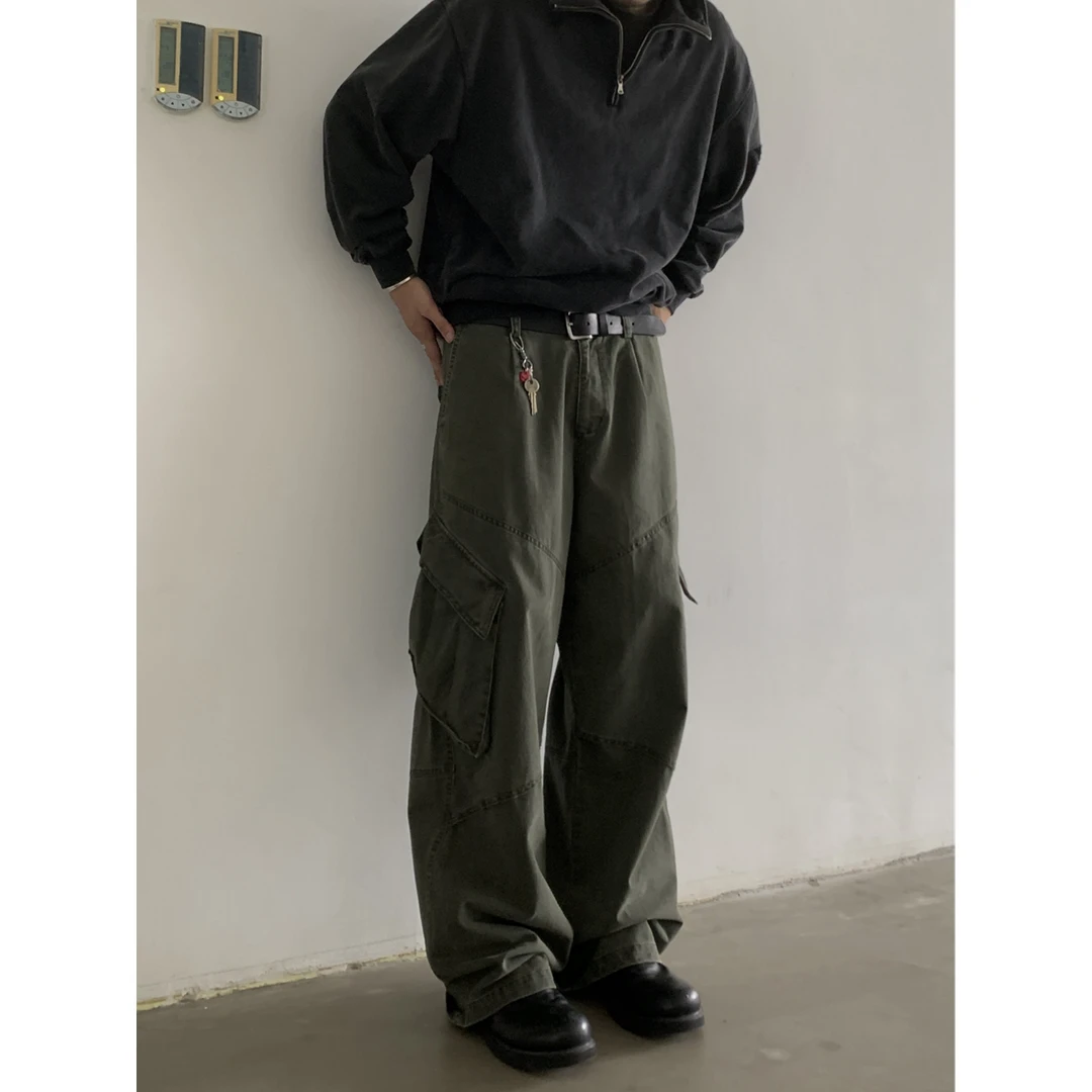 INKNOTS美式复古宽松廓形解构设计感直筒工装裤男女潮牌休闲长裤