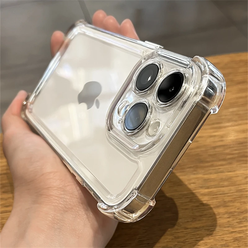 适用于苹果16ProMax创意简约14高级感13四角气囊软15电镀透明防摔