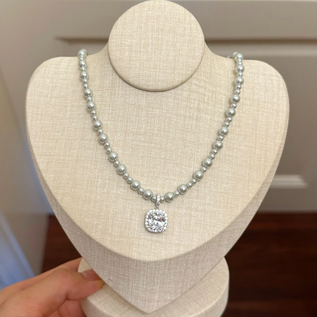 铜合金仿珍珠项链 X0172白色坠链简约ins素款轻奢时尚复古小众