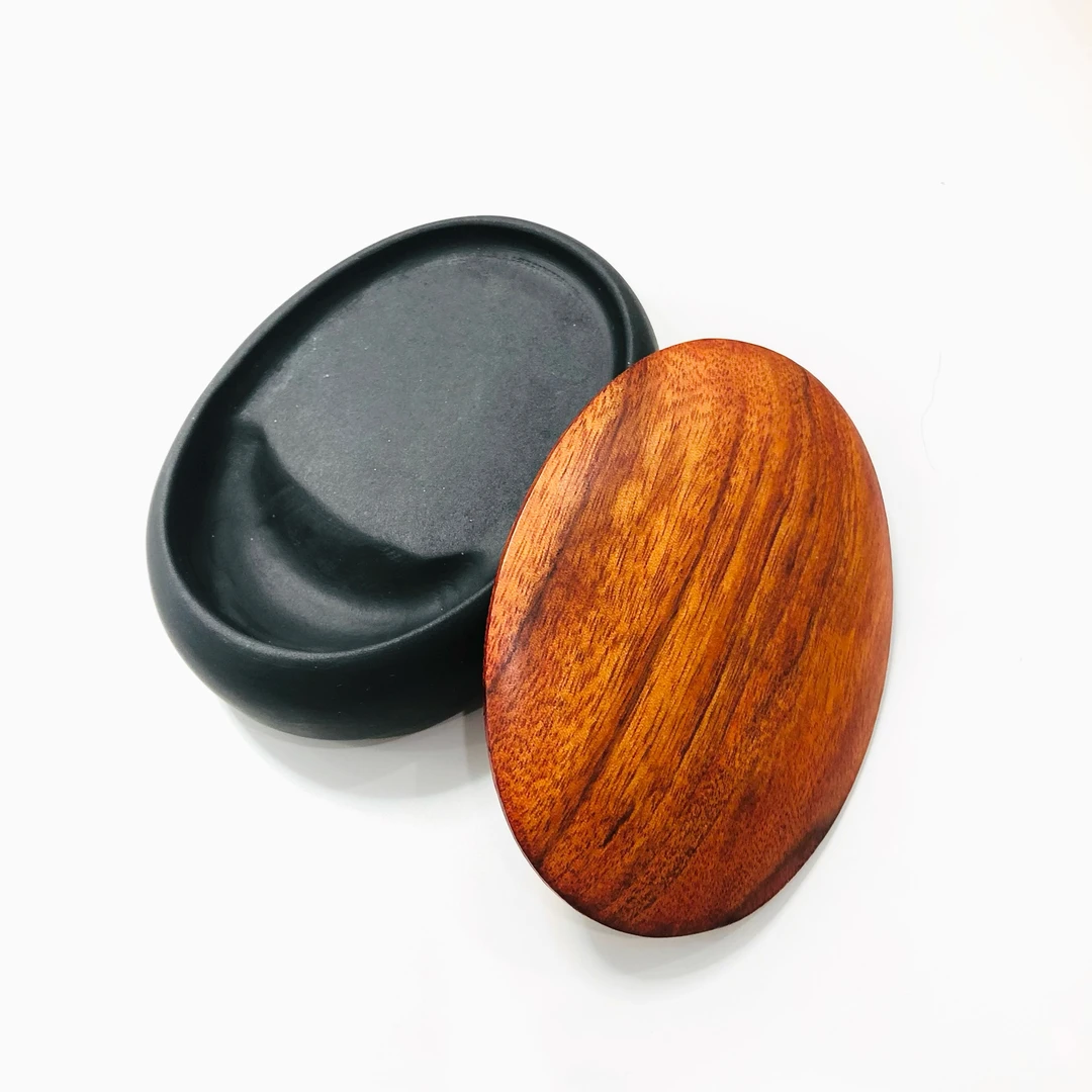 【砚台】歙砚掌中砚宝宝砚馒头砚可研墨带盖墨池墨碟墨盘书法专用