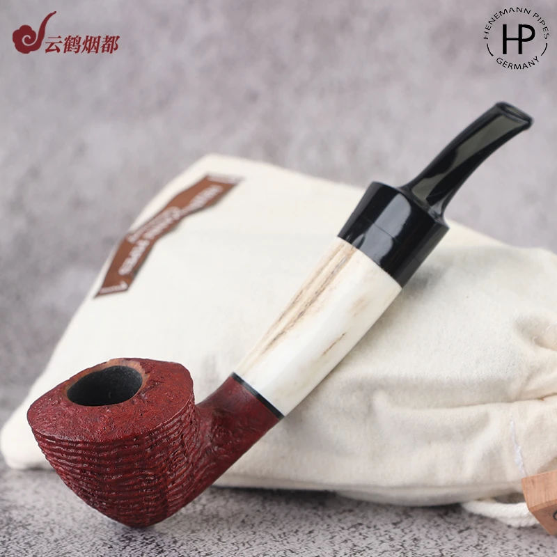 云鹤德国Dirk德克·海涅曼手工石楠木烟斗喷砂橡果角环烟斗