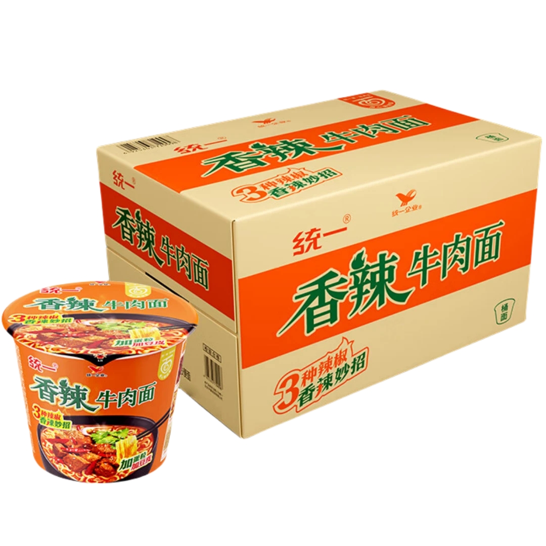 统一 香辣牛肉面(桶装) 107g*12桶夜宵