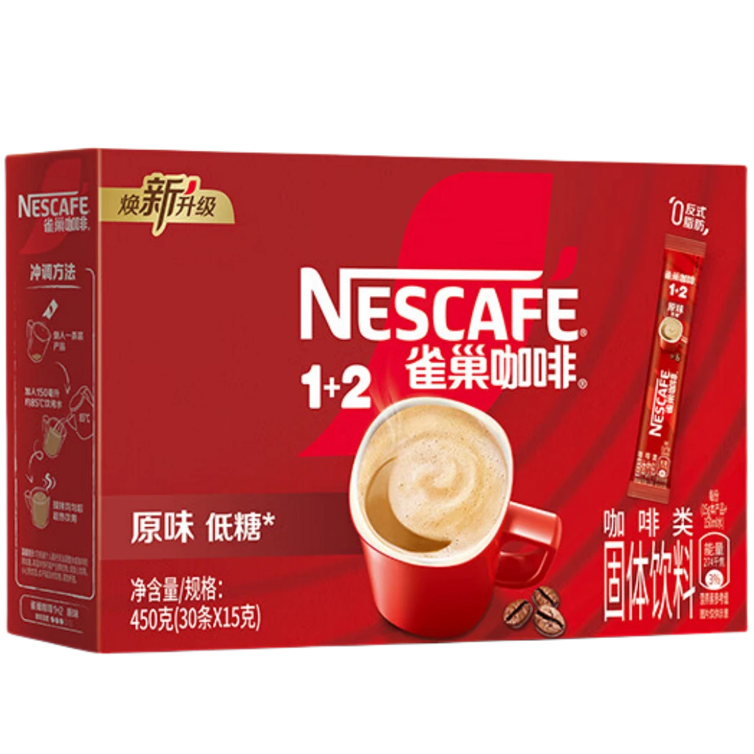 雀巢 1+2速溶咖啡(原味低糖) 15g*30条轻咖