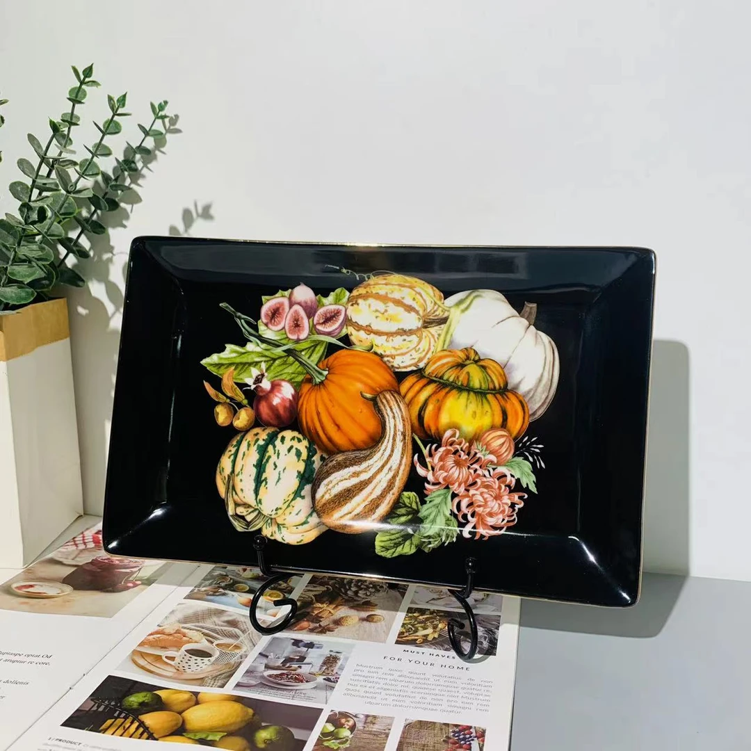 金边黑色南瓜-12寸长方盘
