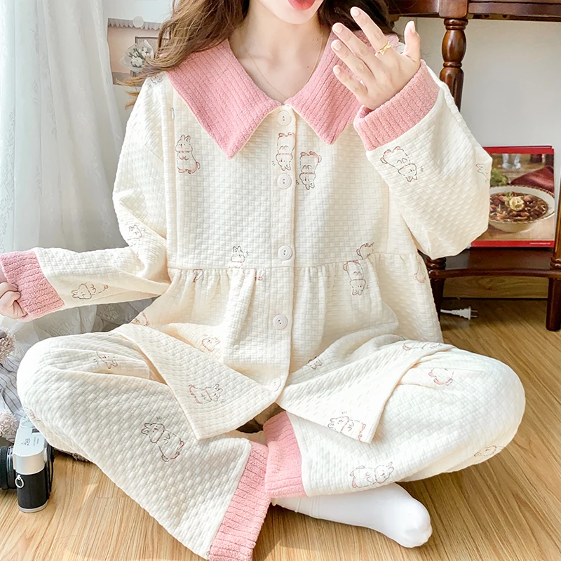 秋冬季空气棉月子服春秋产后加厚冬季哺乳衣孕妇睡衣可调节套装