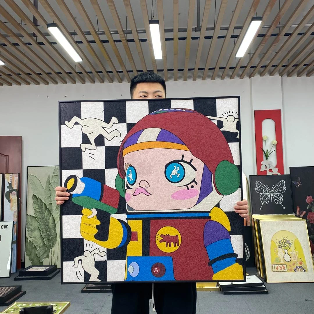 潮流装饰画泡泡玛特卡通人物宇航员挂画客厅餐厅卧室墙壁画8080