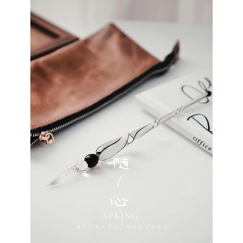 【旋律】2023玻璃笔墨水星空学生用手工复古蘸水笔钢笔渐变色少女沾