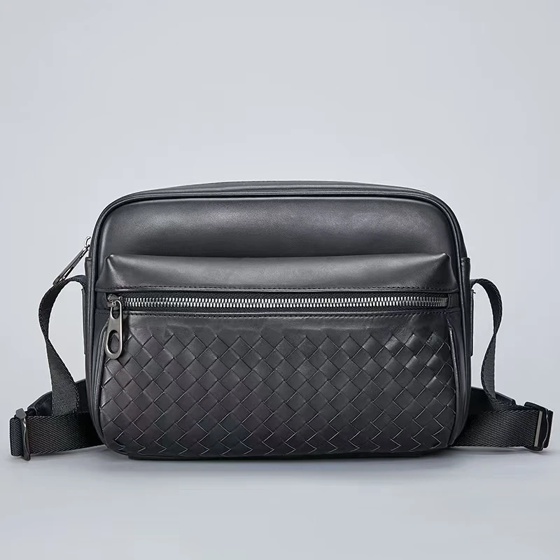 编制牛皮相机包可单肩