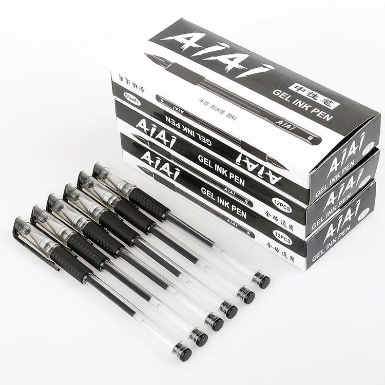 新人福利12支黑色0.5mm子弹头中性笔小学生学习用品速干考试签字