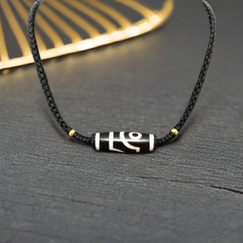 时尚复古民族风天然玛瑙二眼吊坠挂件手工编织横款锁骨链挂绳颈饰