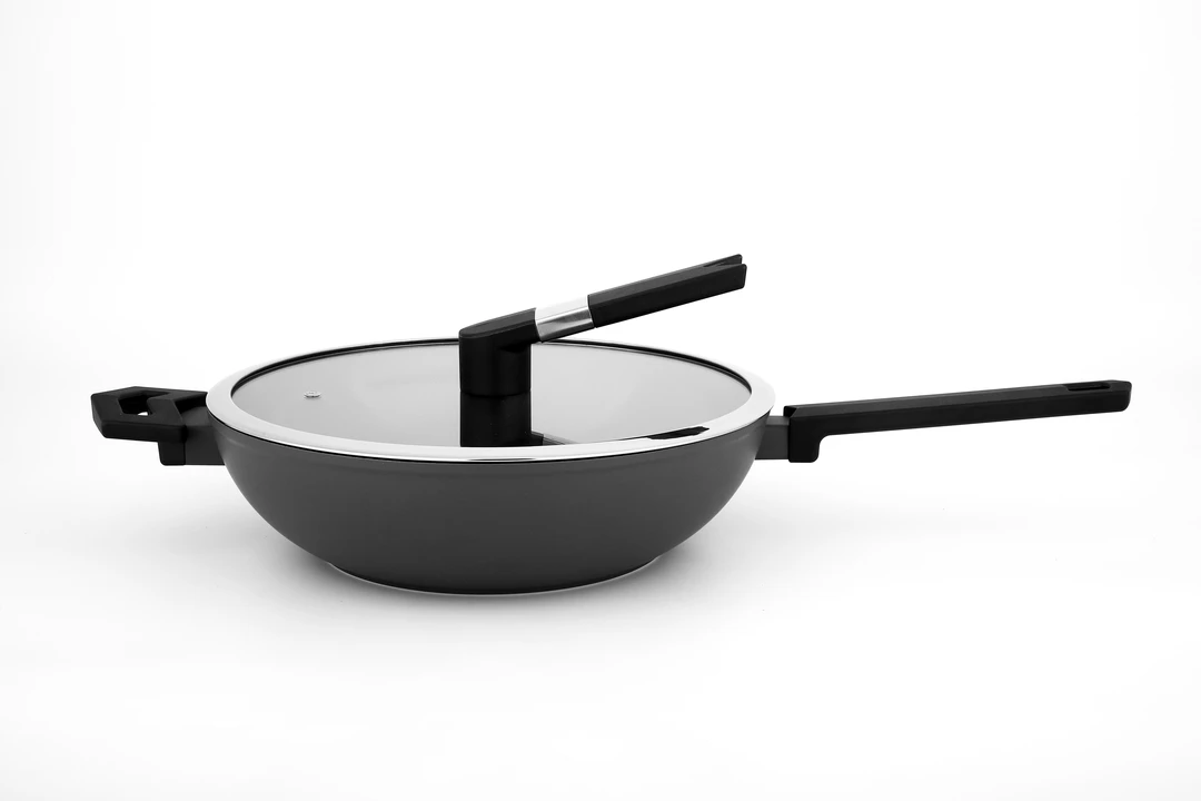 德国百年品牌28cm超轻炒锅原装礼盒电木把手不粘锅可立玻璃盖