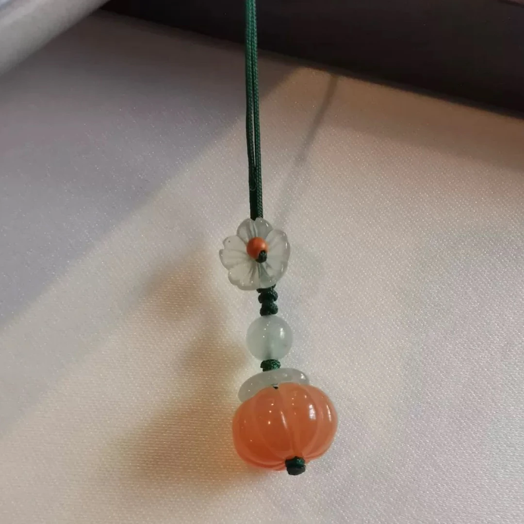 桂林鸡血玉手机链珠宝挂件时尚创意礼品吊坠纯天然玉石
