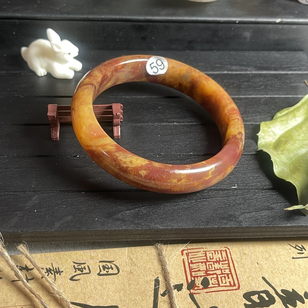 桂林鸡血玉～金桂丹霞红颜玉镯～冰透红福利镯女款