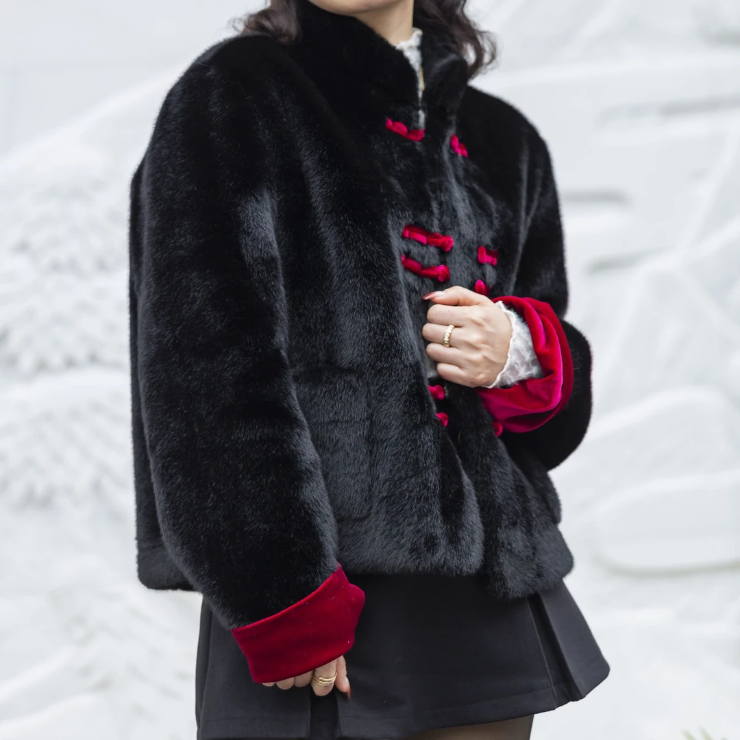 拾贰月新中式短款国风秋冬上衣女外套