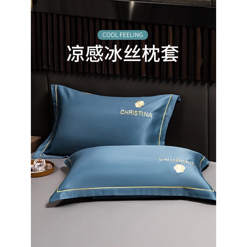 夏天冰丝枕套一对装夏季凉感枕芯内胆套48x74cm单个家用宿舍单人