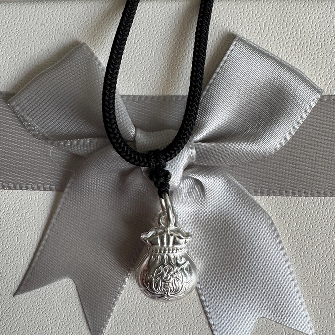 吊坠足银 【裕沁珠宝】足银吊坠小钱袋编绳吊坠时尚百搭精美编织