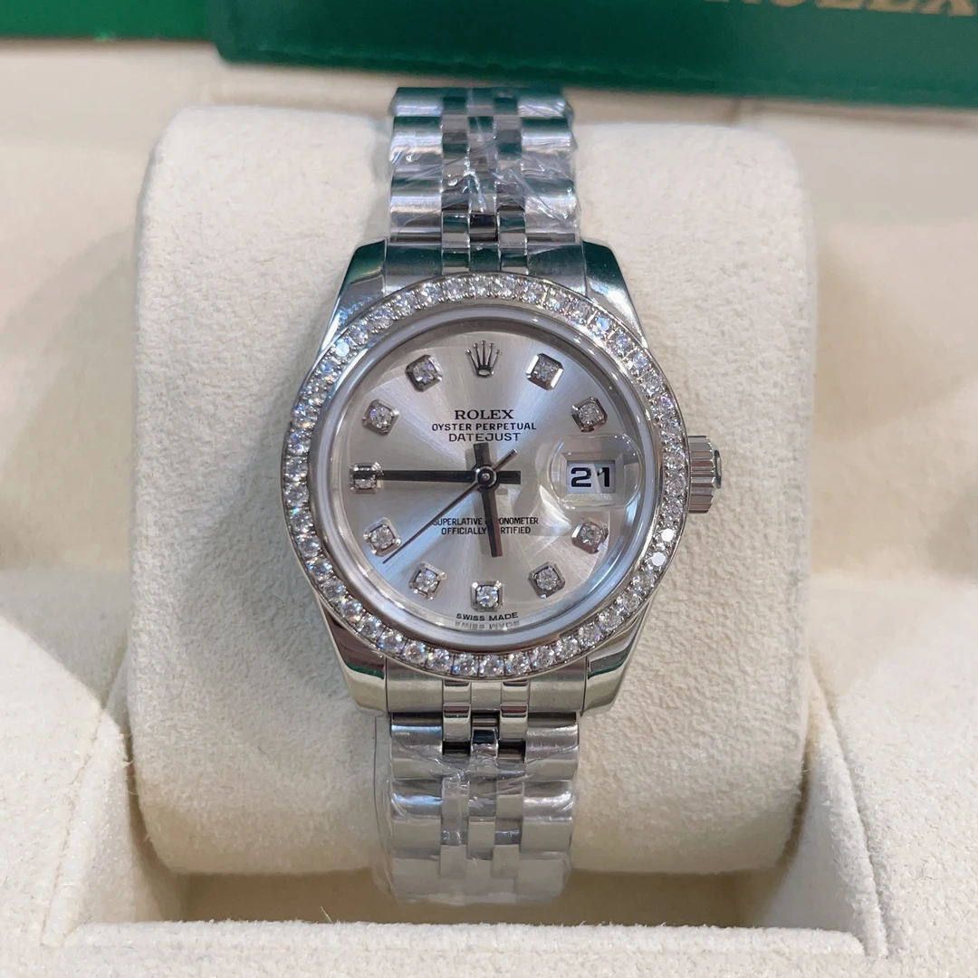 95新 Rolex/劳力士 日志/179384/26盘/银盘/内里外圈镶钻/单表