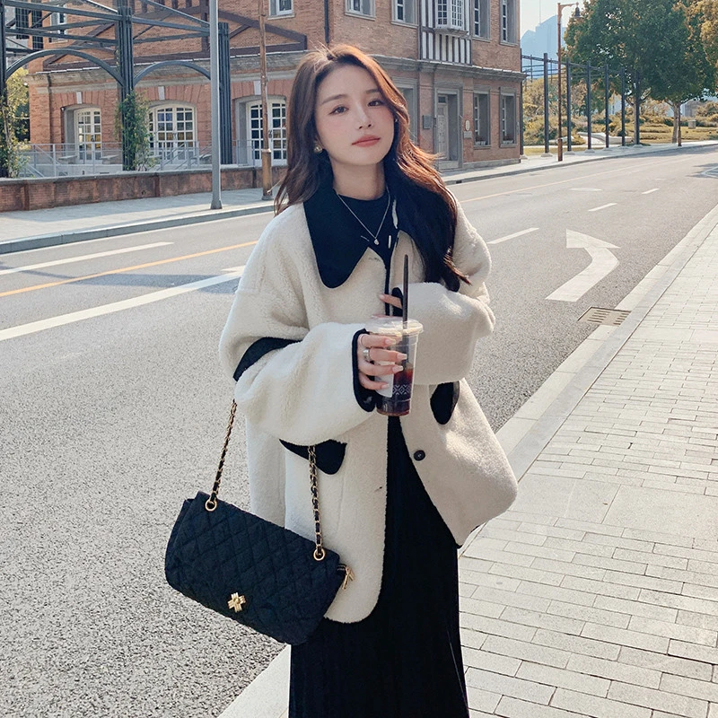 娃娃领外套新款2023爆款法式轻熟风高级感上衣女秋冬时尚气质外套