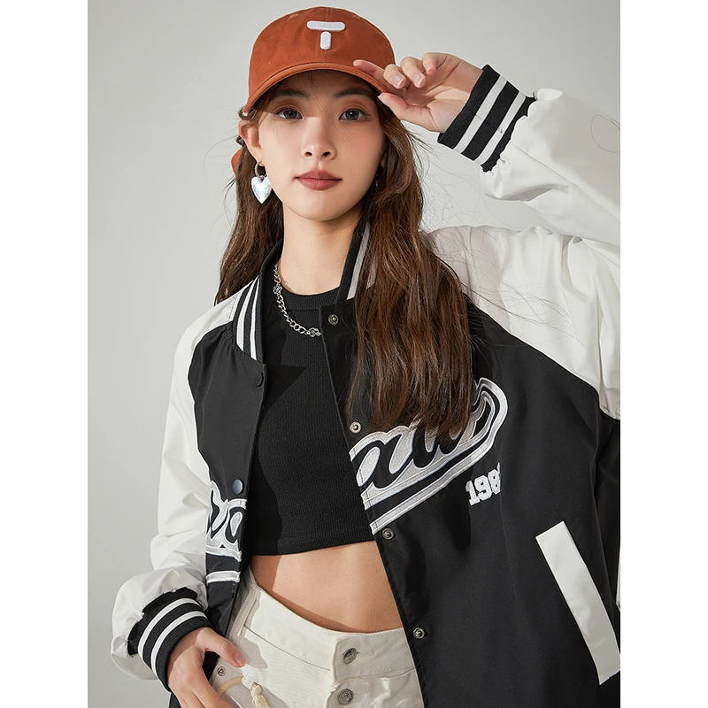 唐狮美式复古棒球服外套女炸街立领情侣潮搭夹克外套928122032701