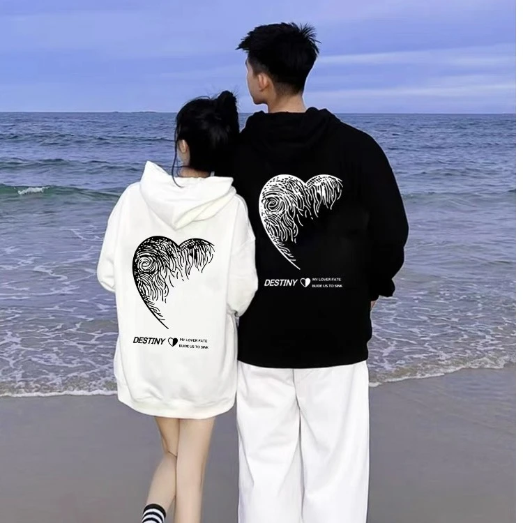 【两件装】情侣装卫衣连帽休闲2024新款宽松一男一女重磅连帽卫衣