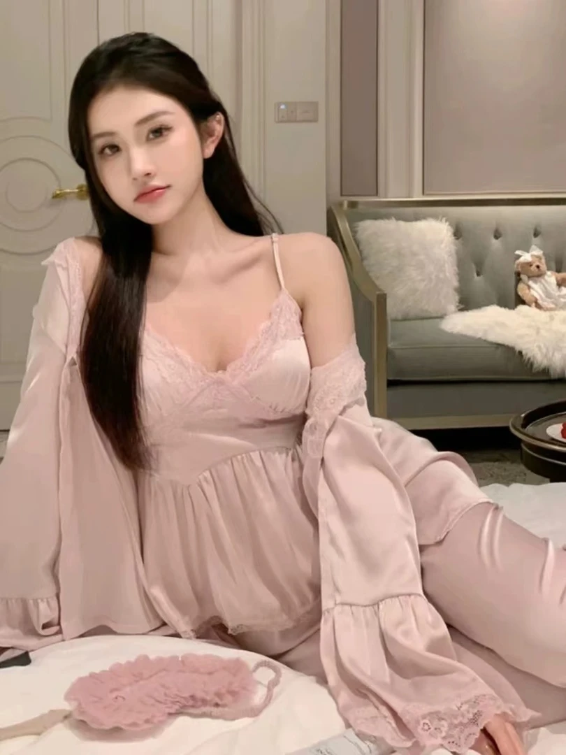 （201-259）雅秀家缎面冰丝睡裙睡衣套推荐【尺码选择往下拉】新1号