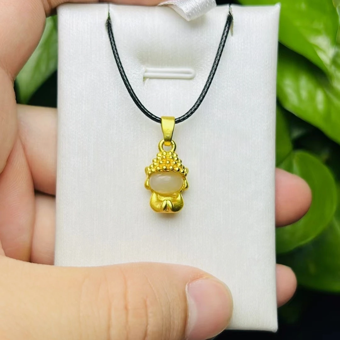 HD111【老玺玉】金佛镶嵌和田玉【赠绳】多样性发货拍一发一